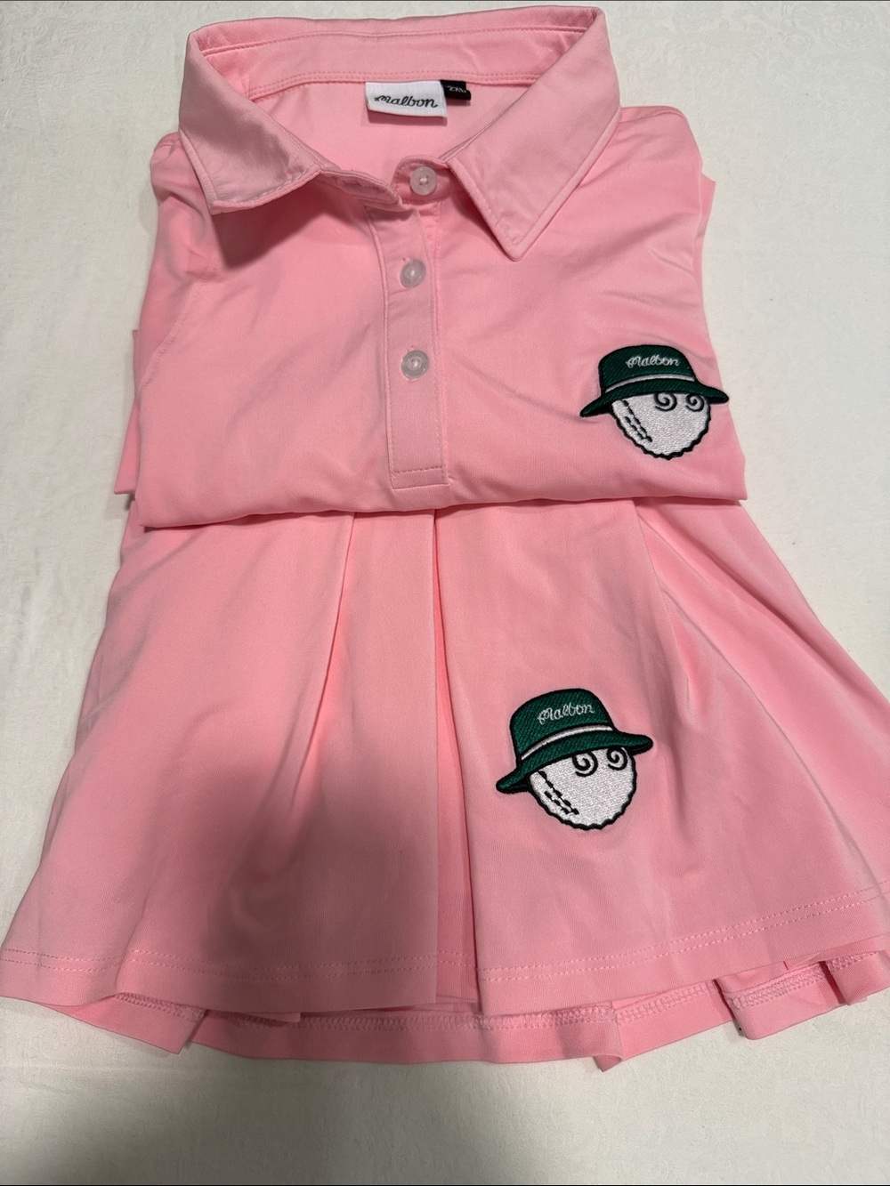 Malbon Golf Set Pink Polo Top with Skirt Set